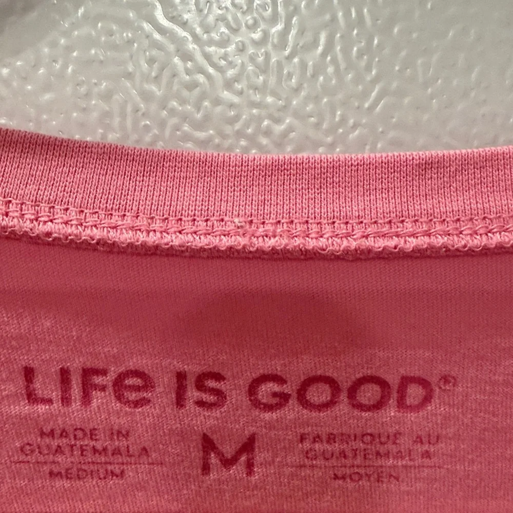 Life Is Good Pink V‑Neck Daisy Long Sleeve Tee M - Picture 2 of 5